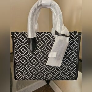 NWT MICHAEL Michael Kors Mirella  Small Metallic Logo Jacquard Crossbody Bag